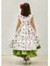Olive Green Print High Low Flower Girl Dress